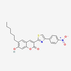 molecular formula C24H22N2O5S B12474996 6-hexyl-7-hydroxy-3-[4-(4-nitrophenyl)-1,3-thiazol-2-yl]-2H-chromen-2-one 