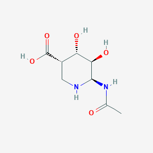 molecular formula C8H14N2O5 B1247501 4alpha,5beta-Dihydroxy-6beta-(acetylamino)piperidine-3alpha-carboxylic acid 