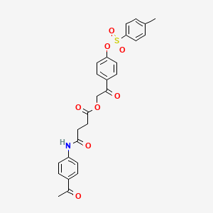 molecular formula C27H25NO8S B12475156 2-(4-{[(4-Methylphenyl)sulfonyl]oxy}phenyl)-2-oxoethyl 4-[(4-acetylphenyl)amino]-4-oxobutanoate 