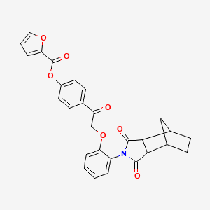 molecular formula C28H23NO7 B12475218 4-{[2-(1,3-dioxooctahydro-2H-4,7-methanoisoindol-2-yl)phenoxy]acetyl}phenyl furan-2-carboxylate 