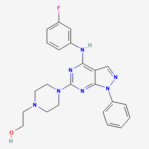 2-(4-{4-[(3-fluorophenyl)amino]-1-phenyl-1H-pyrazolo[3,4-d]pyrimidin-6-yl}piperazin-1-yl)ethanol