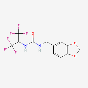 molecular formula C12H10F6N2O3 B12475375 1-(1,3-Benzodioxol-5-ylmethyl)-3-(1,1,1,3,3,3-hexafluoropropan-2-yl)urea 