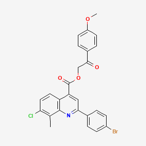 2-(4-Methoxyphenyl)-2-oxoethyl 2-(4-bromophenyl)-7-chloro-8-methylquinoline-4-carboxylate