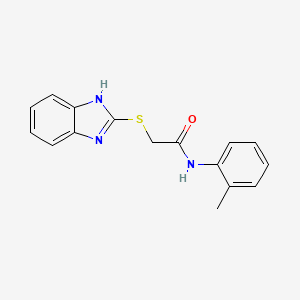 molecular formula C16H15N3OS B12475426 Acetamide, 2-(1H-benzimidazol-2-ylthio)-N-(2-methylphenyl)- CAS No. 30065-34-0