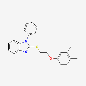 molecular formula C23H22N2OS B12475439 2-{[2-(3,4-dimethylphenoxy)ethyl]sulfanyl}-1-phenyl-1H-benzimidazole 