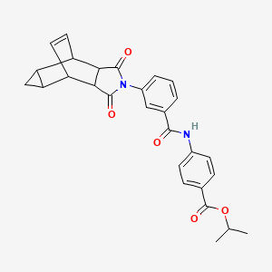 molecular formula C28H26N2O5 B12475441 propan-2-yl 4-({[3-(1,3-dioxooctahydro-4,6-ethenocyclopropa[f]isoindol-2(1H)-yl)phenyl]carbonyl}amino)benzoate 