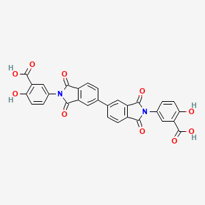 molecular formula C30H16N2O10 B12475455 3,3'-(1,1',3,3'-tetraoxo-1,1',3,3'-tetrahydro-2H,2'H-5,5'-biisoindole-2,2'-diyl)bis(6-hydroxybenzoic acid) 