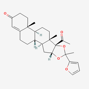 molecular formula C27H34O5 B1247552 16alpha,17-Dihydroxypregn-4-ene-3,20-dione cyclic acetal with 2-furyl methyl ketone CAS No. 7148-96-1