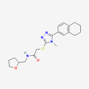 molecular formula C20H26N4O2S B12475535 2-{[4-methyl-5-(5,6,7,8-tetrahydronaphthalen-2-yl)-4H-1,2,4-triazol-3-yl]sulfanyl}-N-(tetrahydrofuran-2-ylmethyl)acetamide 