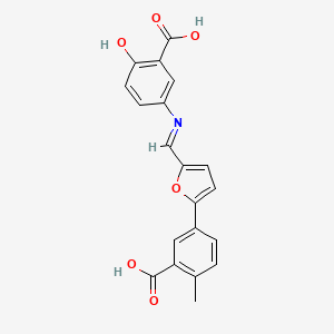 molecular formula C20H15NO6 B12475536 5-(5-{(E)-[(3-carboxy-4-hydroxyphenyl)imino]methyl}furan-2-yl)-2-methylbenzoic acid 