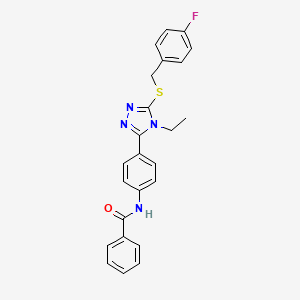 molecular formula C24H21FN4OS B12475549 N-(4-{4-ethyl-5-[(4-fluorobenzyl)sulfanyl]-4H-1,2,4-triazol-3-yl}phenyl)benzamide 