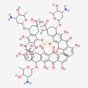 molecular formula C78H78FeN3O30 B1247557 3-acetyl-1-(4-amino-5-hydroxy-6-methyloxan-2-yl)oxy-3,10,12-trihydroxy-6,11-dioxo-2,4-dihydro-1H-tetracen-5-olate;iron(3+) CAS No. 99684-42-1