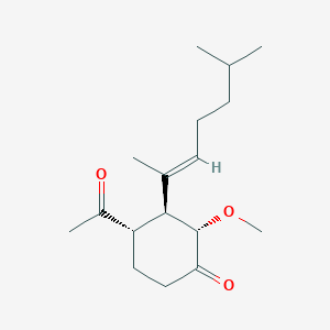 molecular formula C17H28O3 B1247558 (2S,3S,4S)-4-acetyl-2-methoxy-3-[(2E)-6-methylhept-2-en-2-yl]cyclohexanone 