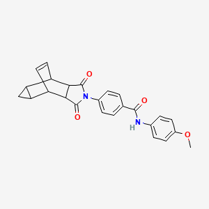 molecular formula C25H22N2O4 B12475583 4-(1,3-dioxooctahydro-4,6-ethenocyclopropa[f]isoindol-2(1H)-yl)-N-(4-methoxyphenyl)benzamide 