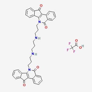 molecular formula C43H37F3N4O6 B1247559 Bis-{(5,11-diketo-11H-indeno[1,2-c]isoquinoline)-6-propylamino}propane Bis(trifluoroacetate) 