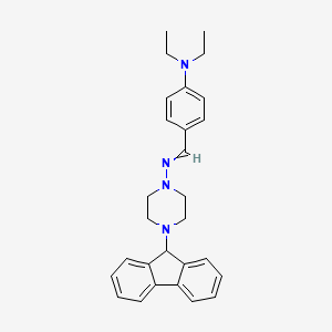 molecular formula C28H32N4 B12475590 N-[4-(diethylamino)benzylidene]-4-(9H-fluoren-9-yl)piperazin-1-amine 