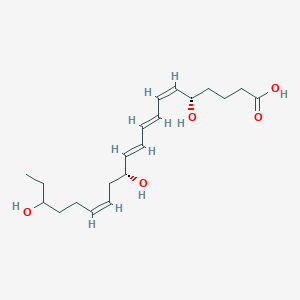 molecular formula C20H32O5 B1247561 (5S,6Z,8E,10E,12R,14Z)-5,12,18-trihydroxyicosa-6,8,10,14-tetraenoic Acid 