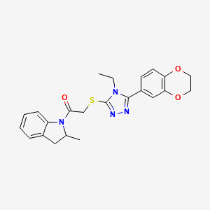 2-{[5-(2,3-dihydro-1,4-benzodioxin-6-yl)-4-ethyl-4H-1,2,4-triazol-3-yl]sulfanyl}-1-(2-methyl-2,3-dihydro-1H-indol-1-yl)ethanone