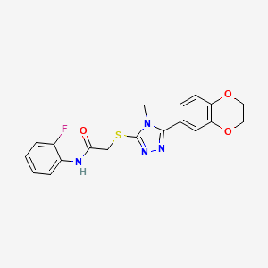 2-{[5-(2,3-dihydro-1,4-benzodioxin-6-yl)-4-methyl-4H-1,2,4-triazol-3-yl]sulfanyl}-N-(2-fluorophenyl)acetamide