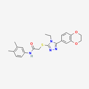 2-{[5-(2,3-dihydro-1,4-benzodioxin-6-yl)-4-ethyl-4H-1,2,4-triazol-3-yl]sulfanyl}-N-(3,4-dimethylphenyl)acetamide