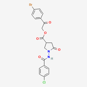 2-(4-Bromophenyl)-2-oxoethyl 1-{[(4-chlorophenyl)carbonyl]amino}-5-oxopyrrolidine-3-carboxylate