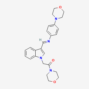 molecular formula C25H28N4O3 B12475782 1-(morpholin-4-yl)-2-{3-[(Z)-{[4-(morpholin-4-yl)phenyl]imino}methyl]-1H-indol-1-yl}ethanone 