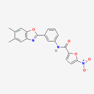 molecular formula C20H15N3O5 B12475786 N-[3-(5,6-dimethyl-1,3-benzoxazol-2-yl)phenyl]-5-nitrofuran-2-carboxamide 