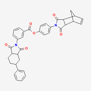 molecular formula C36H30N2O6 B12475845 4-(1,3-dioxo-1,3,3a,4,7,7a-hexahydro-2H-4,7-methanoisoindol-2-yl)phenyl 3-(1,3-dioxo-5-phenyloctahydro-2H-isoindol-2-yl)benzoate 