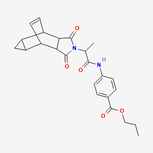 molecular formula C24H26N2O5 B12475852 propyl 4-{[2-(1,3-dioxooctahydro-4,6-ethenocyclopropa[f]isoindol-2(1H)-yl)propanoyl]amino}benzoate 