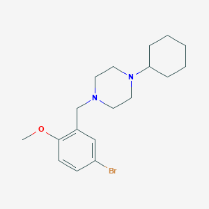 molecular formula C18H27BrN2O B12475894 1-[(5-Bromo-2-methoxyphenyl)methyl]-4-cyclohexylpiperazine 