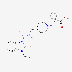 molecular formula C23H32N4O4 B1247590 1-{[4-({[(3-Isopropyl-2-oxo-2,3-dihydro-1H-benzimidazol-1-yl)carbonyl]amino}methyl)piperidin-1-yl]methyl}cyclobutanecarboxylic acid 