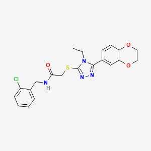 molecular formula C21H21ClN4O3S B12475947 N-(2-chlorobenzyl)-2-{[5-(2,3-dihydro-1,4-benzodioxin-6-yl)-4-ethyl-4H-1,2,4-triazol-3-yl]sulfanyl}acetamide 