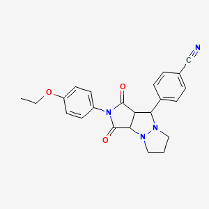 molecular formula C23H22N4O3 B12475981 4-[2-(4-ethoxyphenyl)-1,3-dioxooctahydro-5H-pyrazolo[1,2-a]pyrrolo[3,4-c]pyrazol-9-yl]benzonitrile 