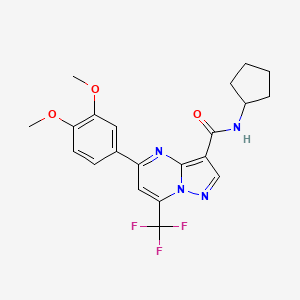 molecular formula C21H21F3N4O3 B12475984 N-cyclopentyl-5-(3,4-dimethoxyphenyl)-7-(trifluoromethyl)pyrazolo[1,5-a]pyrimidine-3-carboxamide 