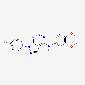 molecular formula C19H14FN5O2 B12476063 N-(2,3-dihydro-1,4-benzodioxin-6-yl)-1-(4-fluorophenyl)pyrazolo[3,4-d]pyrimidin-4-amine 