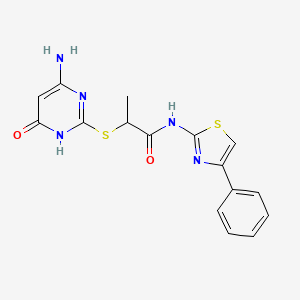 2-[(4-amino-6-oxo-1,6-dihydropyrimidin-2-yl)sulfanyl]-N-(4-phenyl-1,3-thiazol-2-yl)propanamide