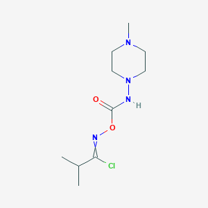 molecular formula C10H19ClN4O2 B12476160 2-methyl-N-{[(4-methylpiperazin-1-yl)carbamoyl]oxy}propanimidoyl chloride 