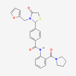 4-[3-(furan-2-ylmethyl)-4-oxo-1,3-thiazolidin-2-yl]-N-[2-(pyrrolidin-1-ylcarbonyl)phenyl]benzamide