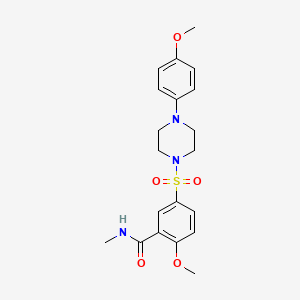 molecular formula C20H25N3O5S B12476221 2-methoxy-5-{[4-(4-methoxyphenyl)piperazin-1-yl]sulfonyl}-N-methylbenzamide 