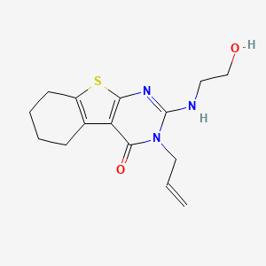 molecular formula C15H19N3O2S B12476229 2-[(2-hydroxyethyl)amino]-3-(prop-2-en-1-yl)-5,6,7,8-tetrahydro[1]benzothieno[2,3-d]pyrimidin-4(3H)-one 