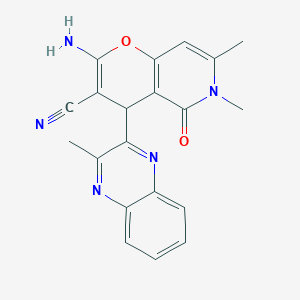 2-amino-6,7-dimethyl-4-(3-methylquinoxalin-2-yl)-5-oxo-5,6-dihydro-4H-pyrano[3,2-c]pyridine-3-carbonitrile