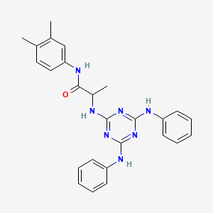 molecular formula C26H27N7O B12476279 N~2~-[4,6-bis(phenylamino)-1,3,5-triazin-2-yl]-N-(3,4-dimethylphenyl)alaninamide 