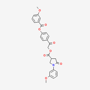 2-(4-{[(3-Methoxyphenyl)carbonyl]oxy}phenyl)-2-oxoethyl 1-(3-methoxyphenyl)-5-oxopyrrolidine-3-carboxylate