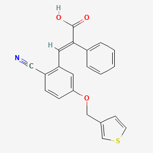 molecular formula C21H15NO3S B1247632 (E)-3-[2-Cyano-5-(thiophen-3-ylmethoxy)-phenyl]-2-phenyl-acrylic acid 