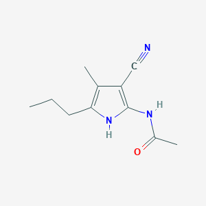 molecular formula C11H15N3O B12476335 N-(3-cyano-4-methyl-5-propyl-1H-pyrrol-2-yl)acetamide 