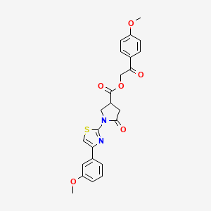 molecular formula C24H22N2O6S B12476345 2-(4-Methoxyphenyl)-2-oxoethyl 1-[4-(3-methoxyphenyl)-1,3-thiazol-2-yl]-5-oxopyrrolidine-3-carboxylate 