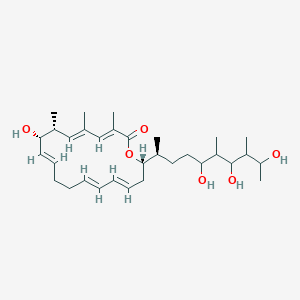 molecular formula C32H52O6 B1247636 (3E,5E,7R,8S,9E,13E,15E,18S)-8-hydroxy-3,5,7-trimethyl-18-[(2S)-5,7,9-trihydroxy-6,8-dimethyldecan-2-yl]-1-oxacyclooctadeca-3,5,9,13,15-pentaen-2-one 