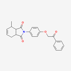 molecular formula C23H21NO4 B12476384 4-methyl-2-[4-(2-oxo-2-phenylethoxy)phenyl]-3a,4,7,7a-tetrahydro-1H-isoindole-1,3(2H)-dione 