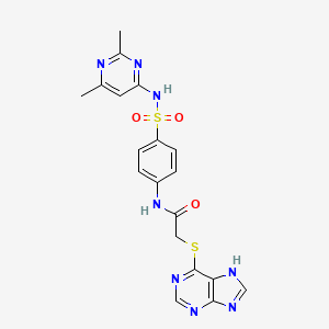 molecular formula C19H18N8O3S2 B12476438 N-{4-[(2,6-dimethylpyrimidin-4-yl)sulfamoyl]phenyl}-2-(7H-purin-6-ylsulfanyl)acetamide 