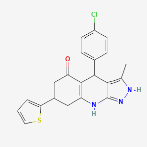 4-(4-chlorophenyl)-3-methyl-7-(thiophen-2-yl)-1,4,6,7,8,9-hexahydro-5H-pyrazolo[3,4-b]quinolin-5-one